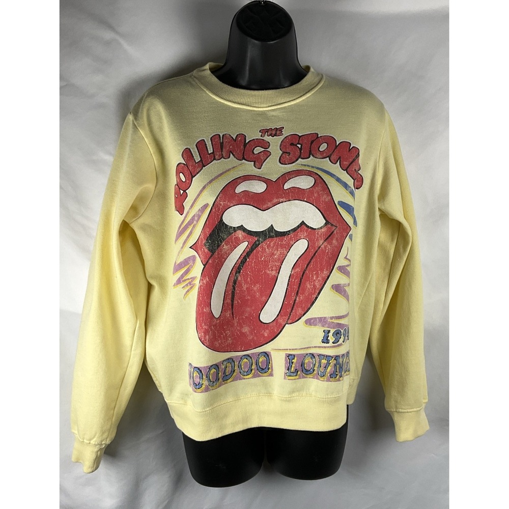 The Rolling Stones Juniors Medium Yellow Pullover Sweatshirt 1994 Voodoo Lounge